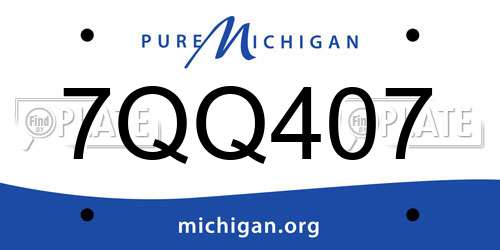 7QQ407 Michigan License Plate