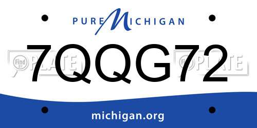 7QQG72 Michigan License Plate