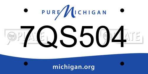 7QS504 Michigan License Plate
