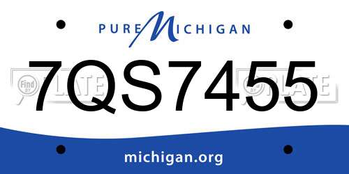 7QS7455 Michigan License Plate