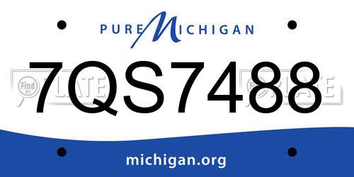 7QS7488 Michigan License Plate