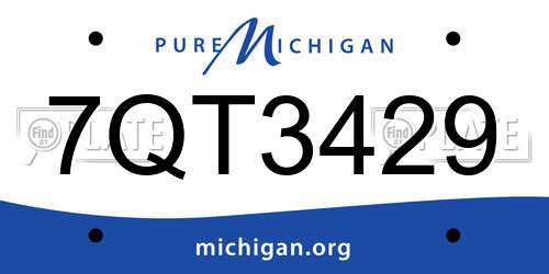 7QT3429 Michigan License Plate