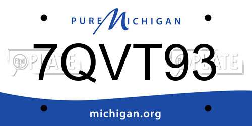 7QVT93 Michigan License Plate