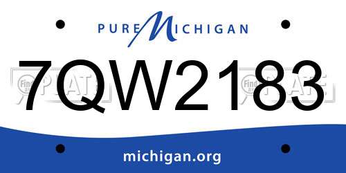 7QW2183 Michigan License Plate