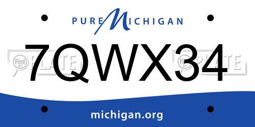 7QWX34 Michigan License Plate