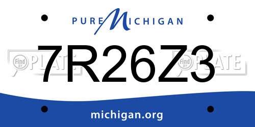7R26Z3 Michigan License Plate