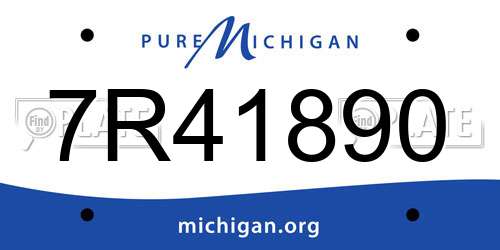 7R41890 Michigan License Plate