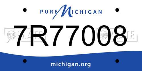 7R77008 Michigan License Plate