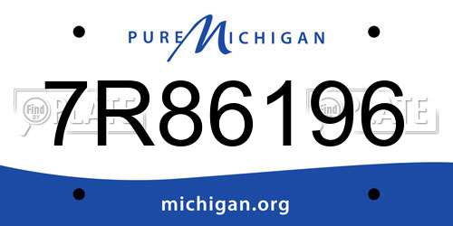 7R86196 Michigan License Plate