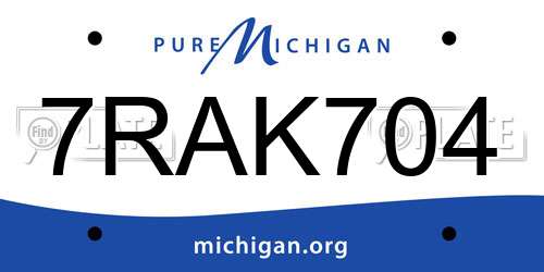 7RAK704 Michigan License Plate