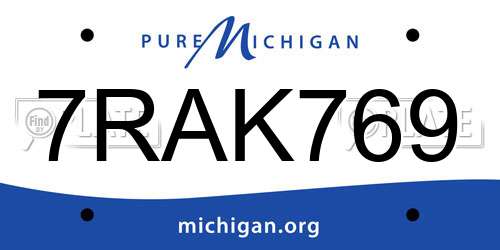 7RAK769 Michigan License Plate