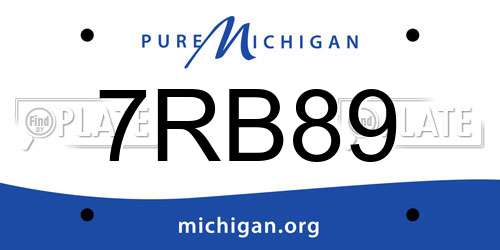 7RB89 Michigan License Plate