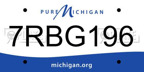 7RBG196 Michigan License Plate