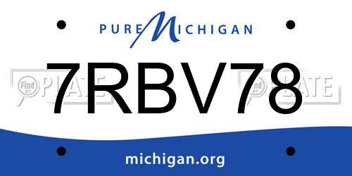 7RBV78 Michigan License Plate