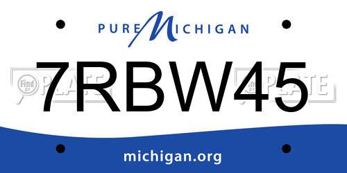 7RBW45 Michigan License Plate