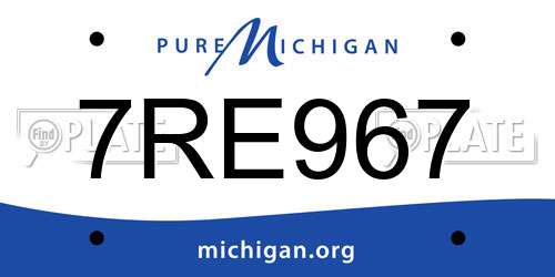 7RE967 Michigan License Plate