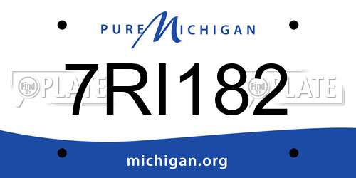 7RI182 Michigan License Plate