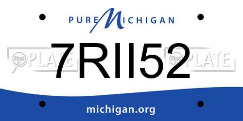 7RII52 Michigan License Plate