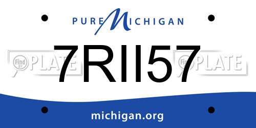 7RII57 Michigan License Plate