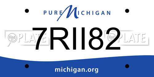 7RII82 Michigan License Plate