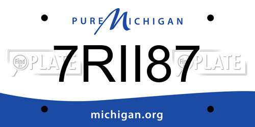 7RII87 Michigan License Plate