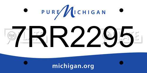 7RR2295 Michigan License Plate