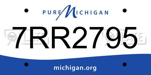 7RR2795 Michigan License Plate