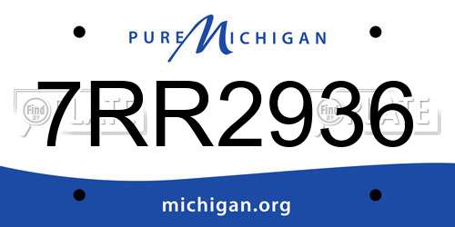 7RR2936 Michigan License Plate