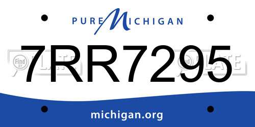 7RR7295 Michigan License Plate