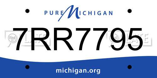 7RR7795 Michigan License Plate