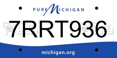 7RRT936 Michigan License Plate