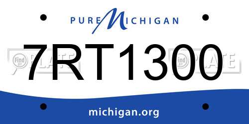 7RT1300 Michigan License Plate