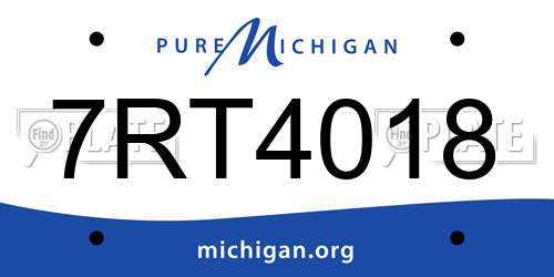 7RT4018 Michigan License Plate