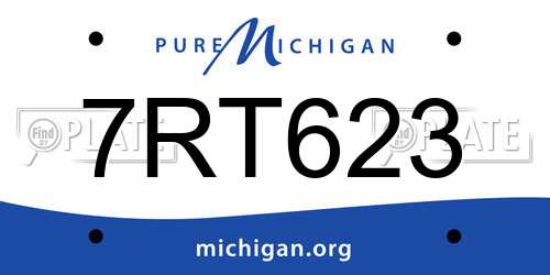 7RT623 Michigan License Plate