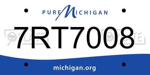 7RT7008 Michigan License Plate