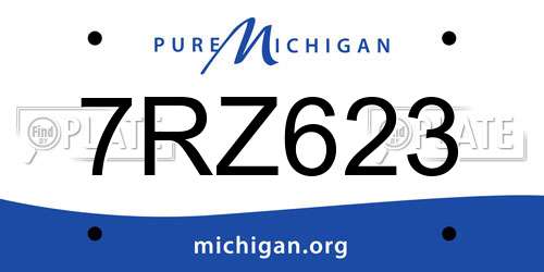 7RZ623 Michigan License Plate
