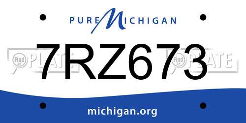 7RZ673 Michigan License Plate