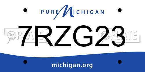 7RZG23 Michigan License Plate