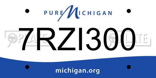 7RZI300 Michigan License Plate