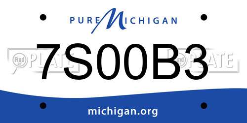 7S00B3 Michigan License Plate