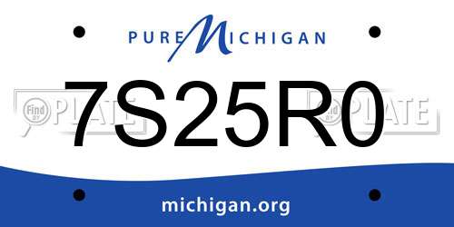7S25R0 Michigan License Plate