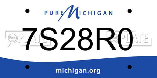 7S28R0 Michigan License Plate