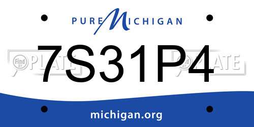 7S31P4 Michigan License Plate