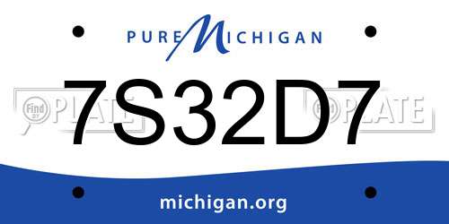 7S32D7 Michigan License Plate