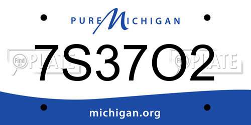 7S37O2 Michigan License Plate