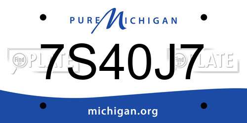 7S40J7 Michigan License Plate
