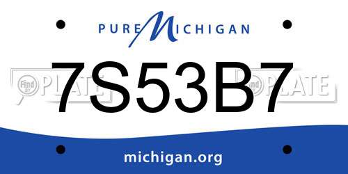 7S53B7 Michigan License Plate