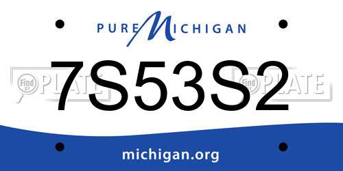 7S53S2 Michigan License Plate