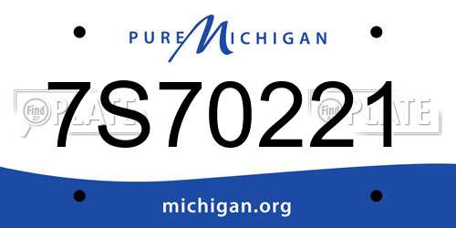7S70221 Michigan License Plate