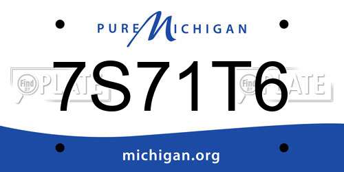 7S71T6 Michigan License Plate